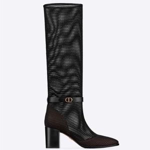 Christian Dior Empreinte Mesh and Leather Boots